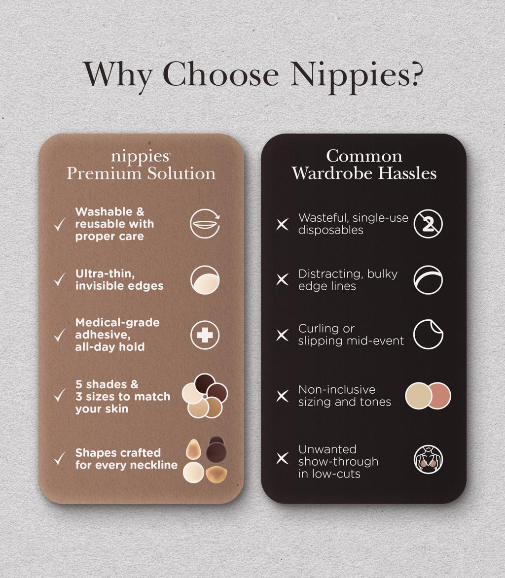 Nippies Nipple Covers for Women with Travel Case, Reusable Nipple Pasties with