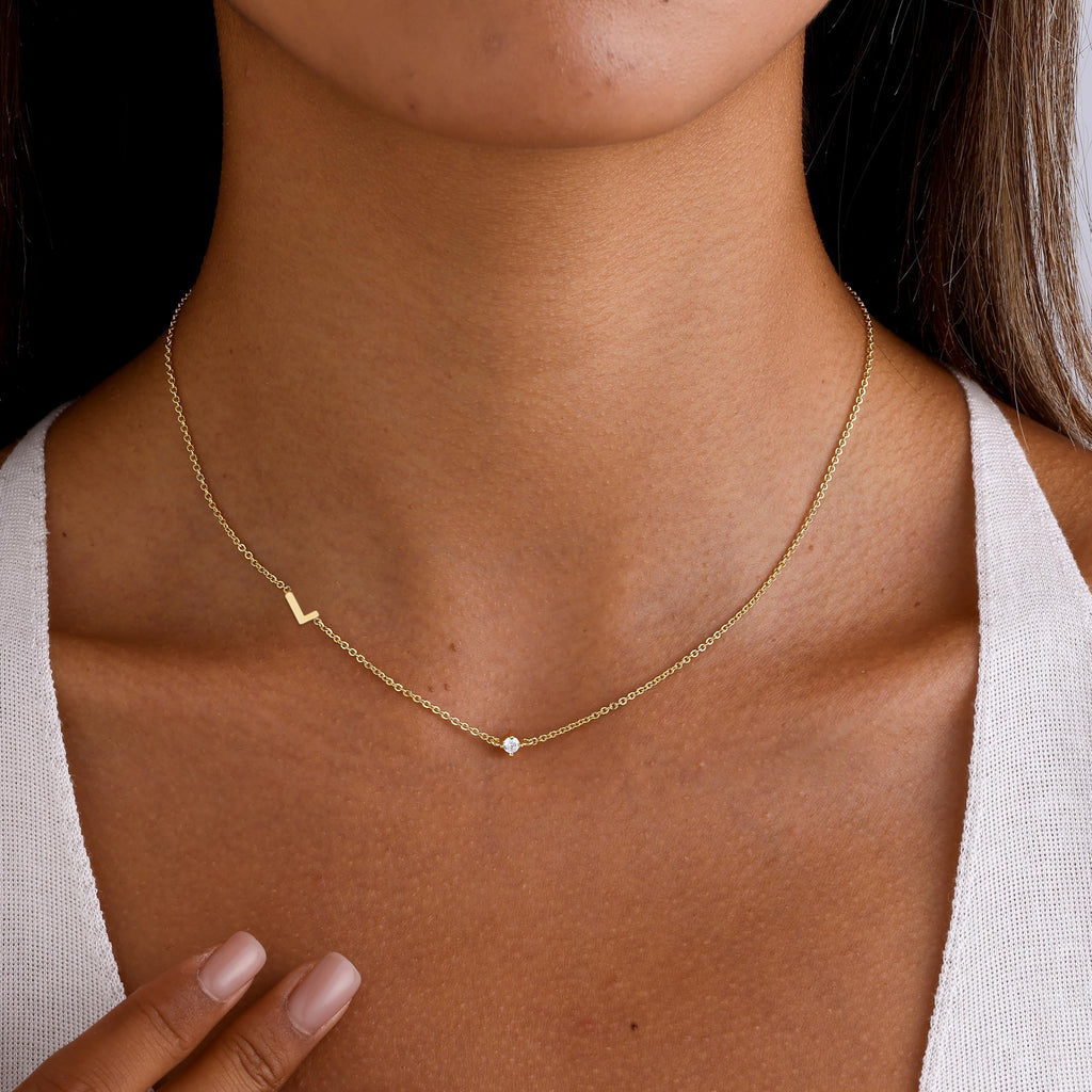 FUCJOEE Initial Necklaces for Women, Dainty Letter Choker Necklace 14K Gold