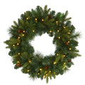 Nearly Natural 24in. Mixed Pine Artificial Christmas Wreath with 35 Clear LED