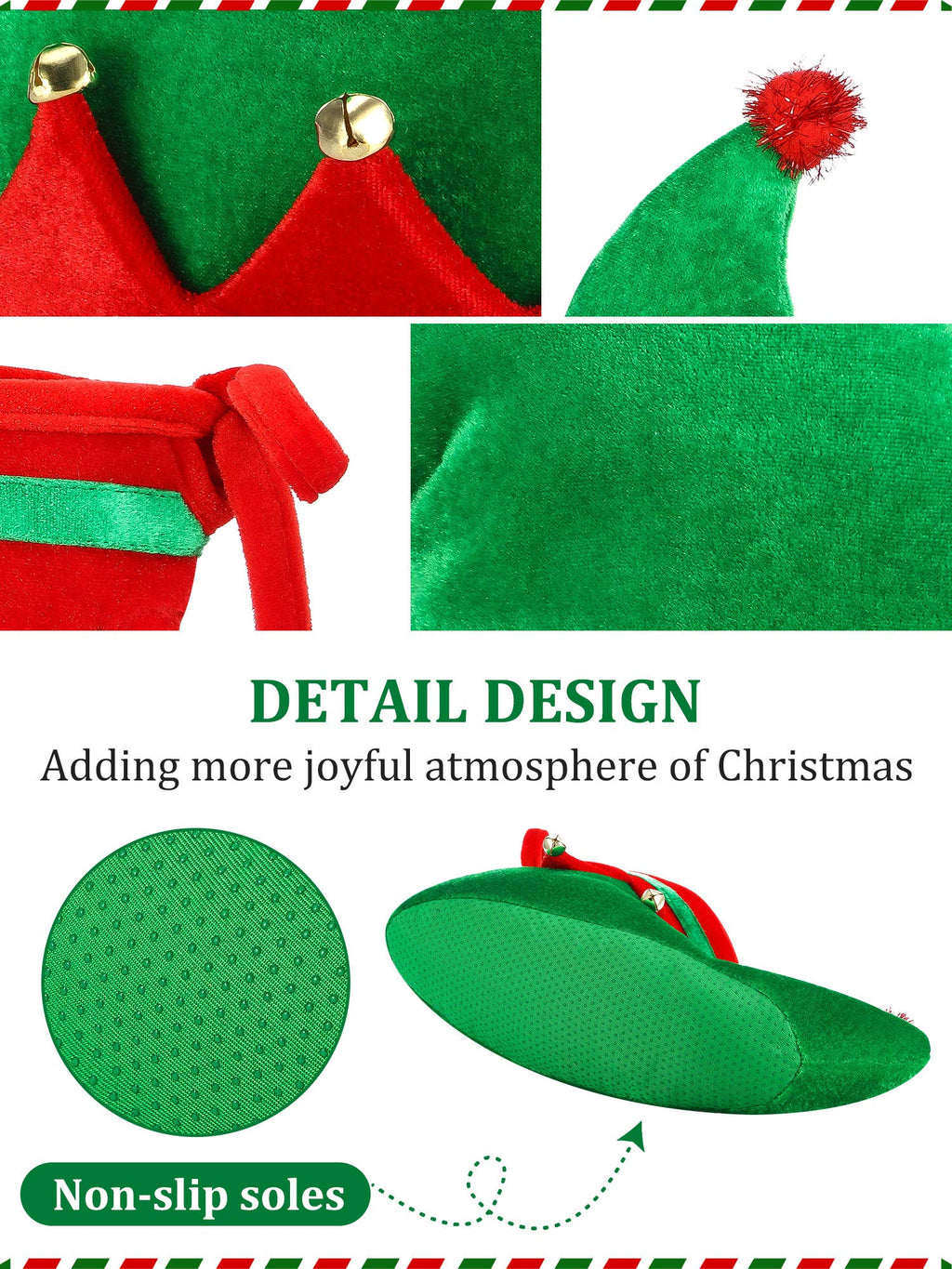 SATINIOR Christmas Santa Elf Shoes and Hat Christmas Red and Green Costume