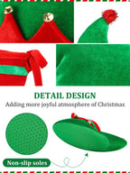 SATINIOR Christmas Santa Elf Shoes and Hat Christmas Red and Green Costume