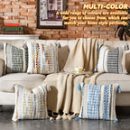 AmHoo Set of 2 Chenille Striped Textured Boho Throw Pillow Covers Aesthetic with