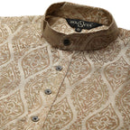 Sojanya (Since 1958 Men'S Jacquard Silk Beige & Gold Kurta, 3XL