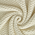 Longhui bedding 100% Cotton Knitted Throw Blanket – Cream, Soft & Cozy, Machine