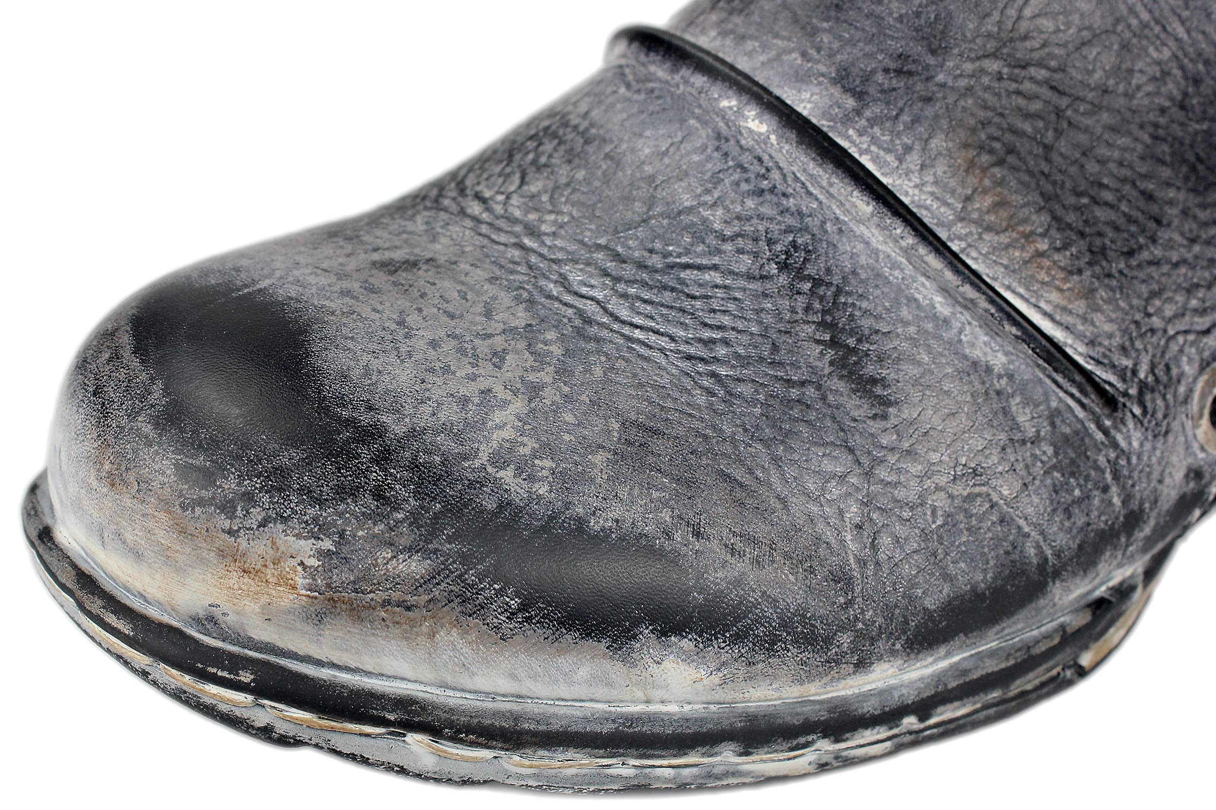 OSSTONE Men Moto Boots Zipper Leather Chukka Casual Distressed Black US8.5