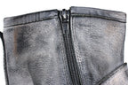 OSSTONE Men Moto Boots Zipper Leather Chukka Casual Distressed Black US8.5
