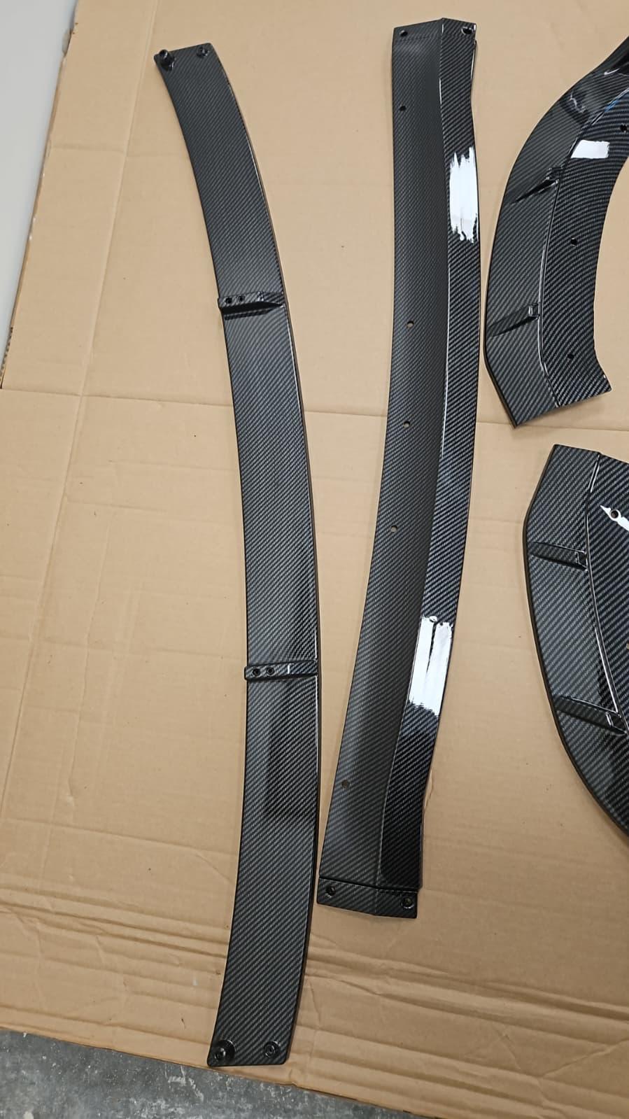 Universal 4-Piece Front Bumper Lip Splitter Spoiler Body Kit (Gloss Carbon