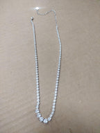 925 Sterling Silver Moissanite Tennis Chain Necklace 18" 14K White Gold Plated