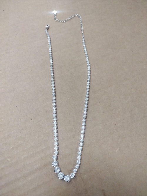 925 Sterling Silver Moissanite Tennis Chain Necklace 18" 14K White Gold Plated