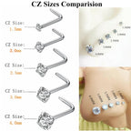 BLESSMYLOVE 316L Surgical Steel 22g/20g/18g Nose Rings Studs L-Shape Nose