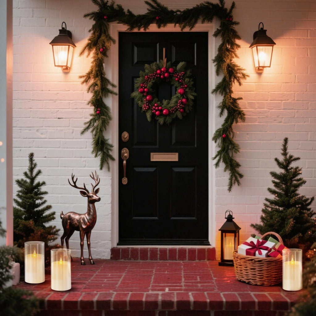 wemarry Flameless Candles 4" 5" 6" Set of 2 Acrylic Glass Pillars 3" Diameter