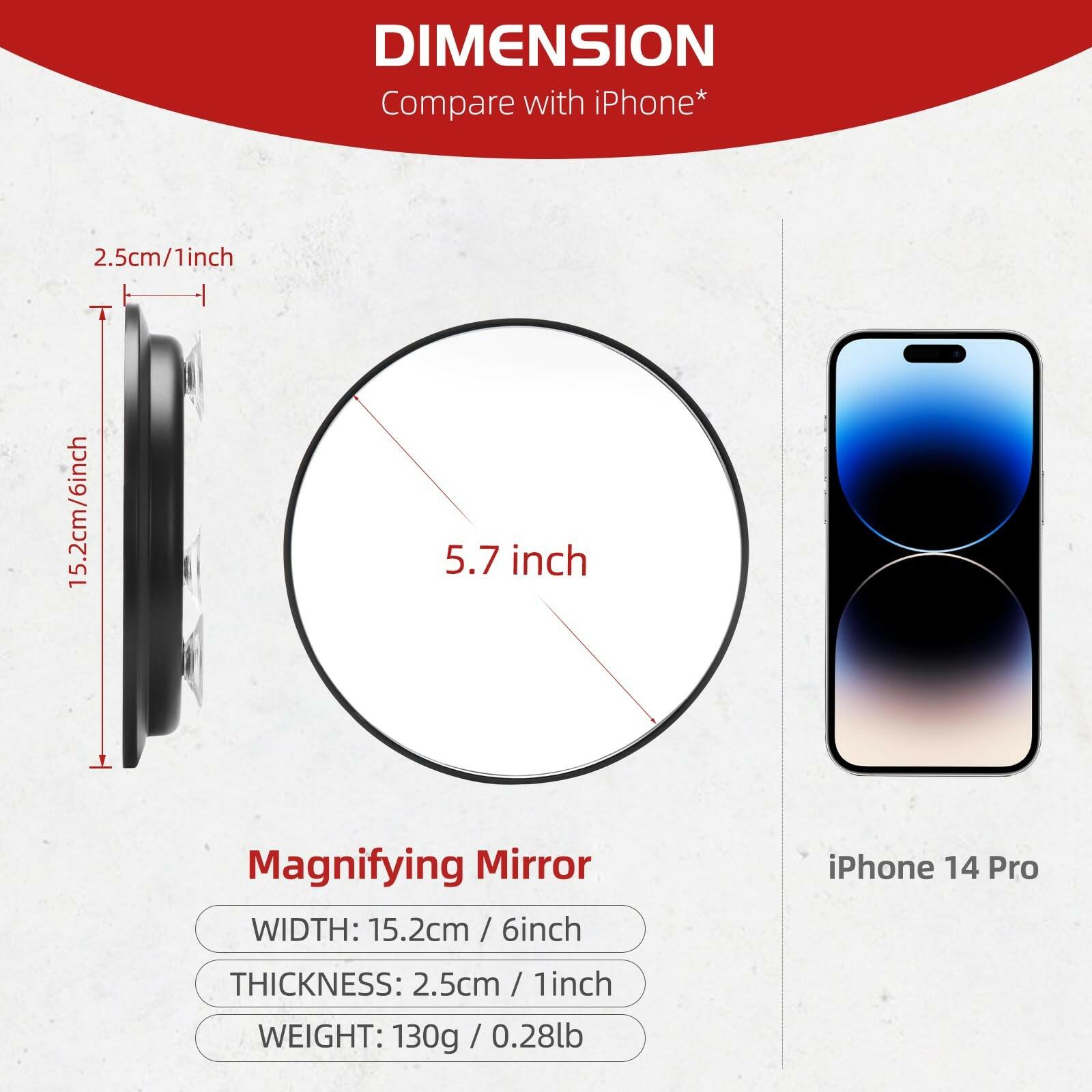 Jadazror Round 30X Magnifying Mirror, 6inch Magnified Mirror with 3 Suction Cups