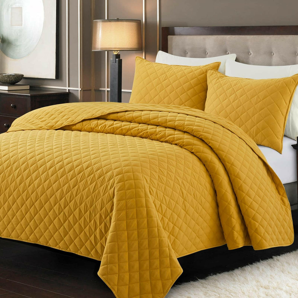Safonory Mustard Yellow Quilt Full/Queen Size - Summer Soft Lightweight