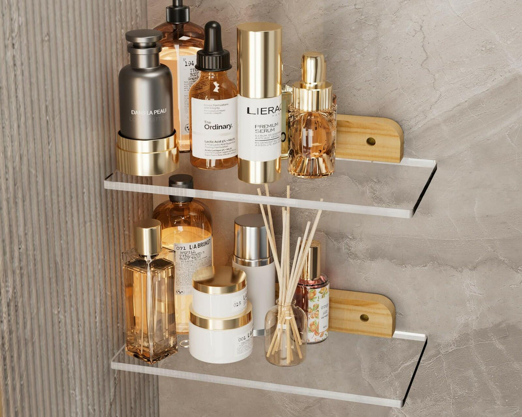 QsQueen Small Acrylic Floating Shelf for Wall, Clear Acrylic Wall Shelf with