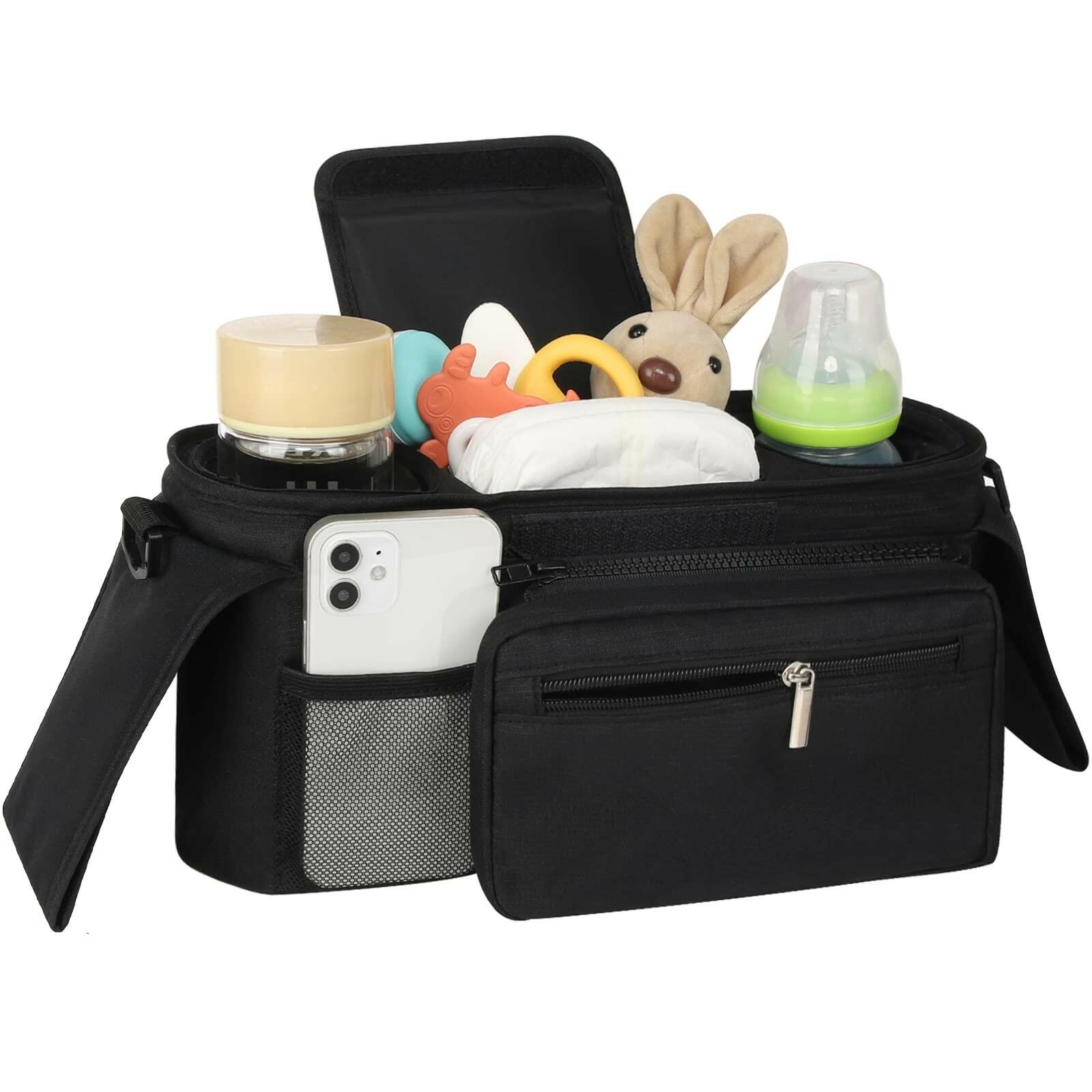 Accmor Universal Stroller Organizer with Insulated Cup Holder Detachable Phone