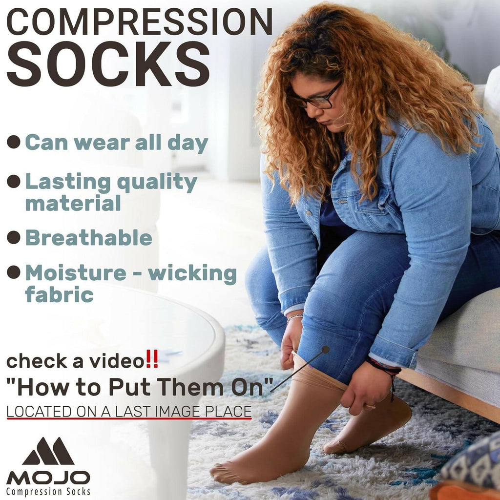 Mojo Compression Socks for Women and Men 20-30mmHg Knee High - Unisex Medical