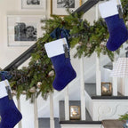 4 PACK Shgngle Blue Velvet Quilted Personalized Christmas Stocking,19.5 Inch