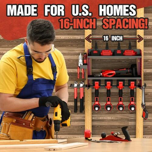 Power Tool Organizer with Charging Station, Heavy Duty Modular Wall Mount Rack