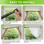 2 Pack Spring Tension Rods 28-48 Inches No Drill Tension Curtain Rods Black