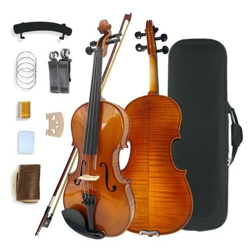 Vetimobato 4/4 Full Size Violin Set Solid Maple Spruce Complete Kit Case Bow