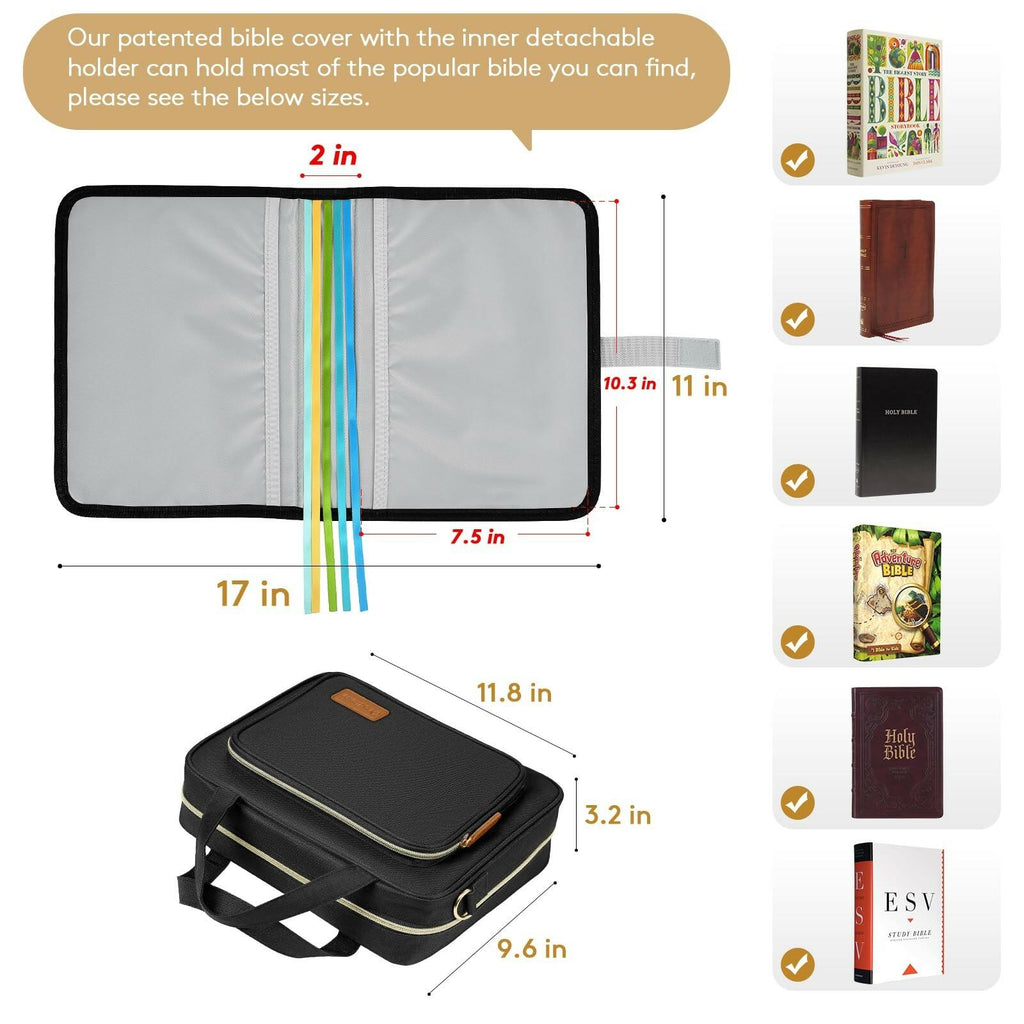Bible Cover for Women – Large Bible Case with Zipper, Floral Journal Bag with