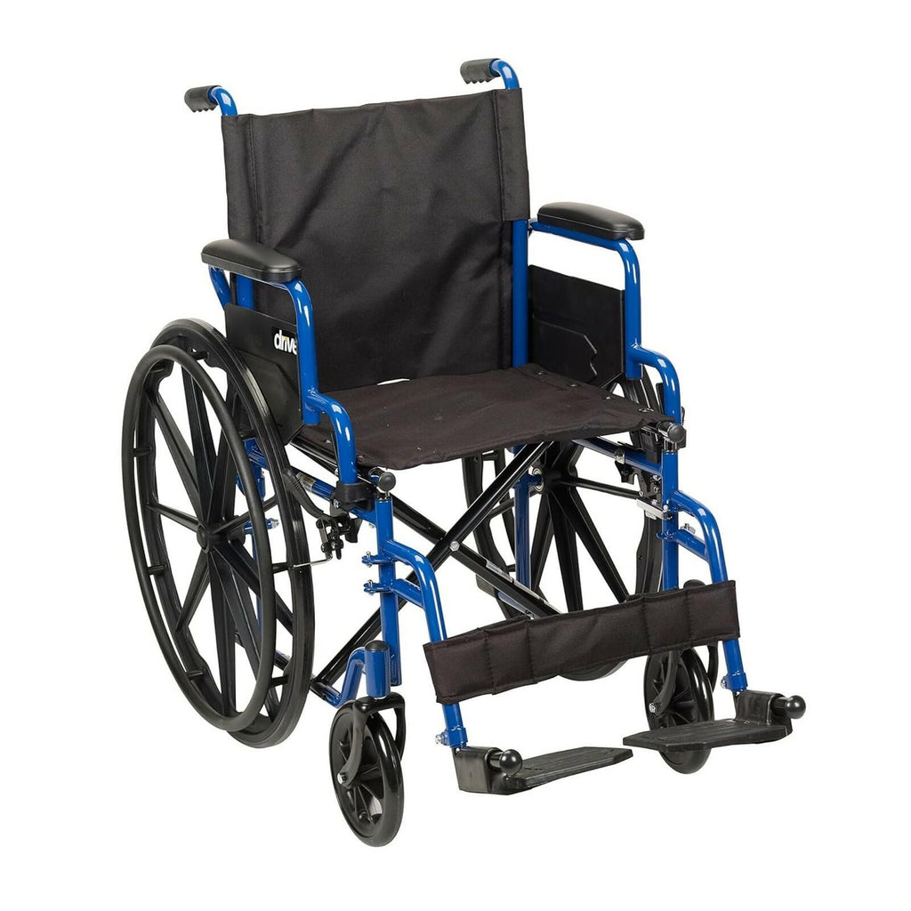 Drive Medical Blue Streak 18 Inch Seat Lightweight Wheelchair Flip-Back