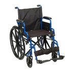 Drive Medical Blue Streak 18 Inch Seat Lightweight Wheelchair Flip-Back