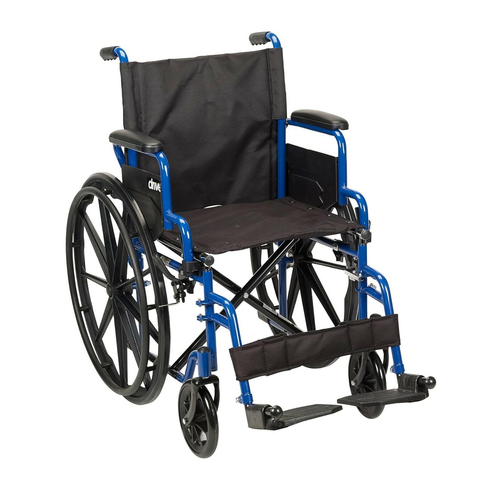 Drive Medical Blue Streak 18 Inch Seat Lightweight Wheelchair Flip-Back