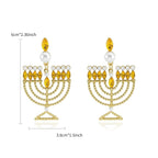 Hanukkah Earrings for Women Pearl Menorah Earrings Stud Jewish Holiday Jewelry