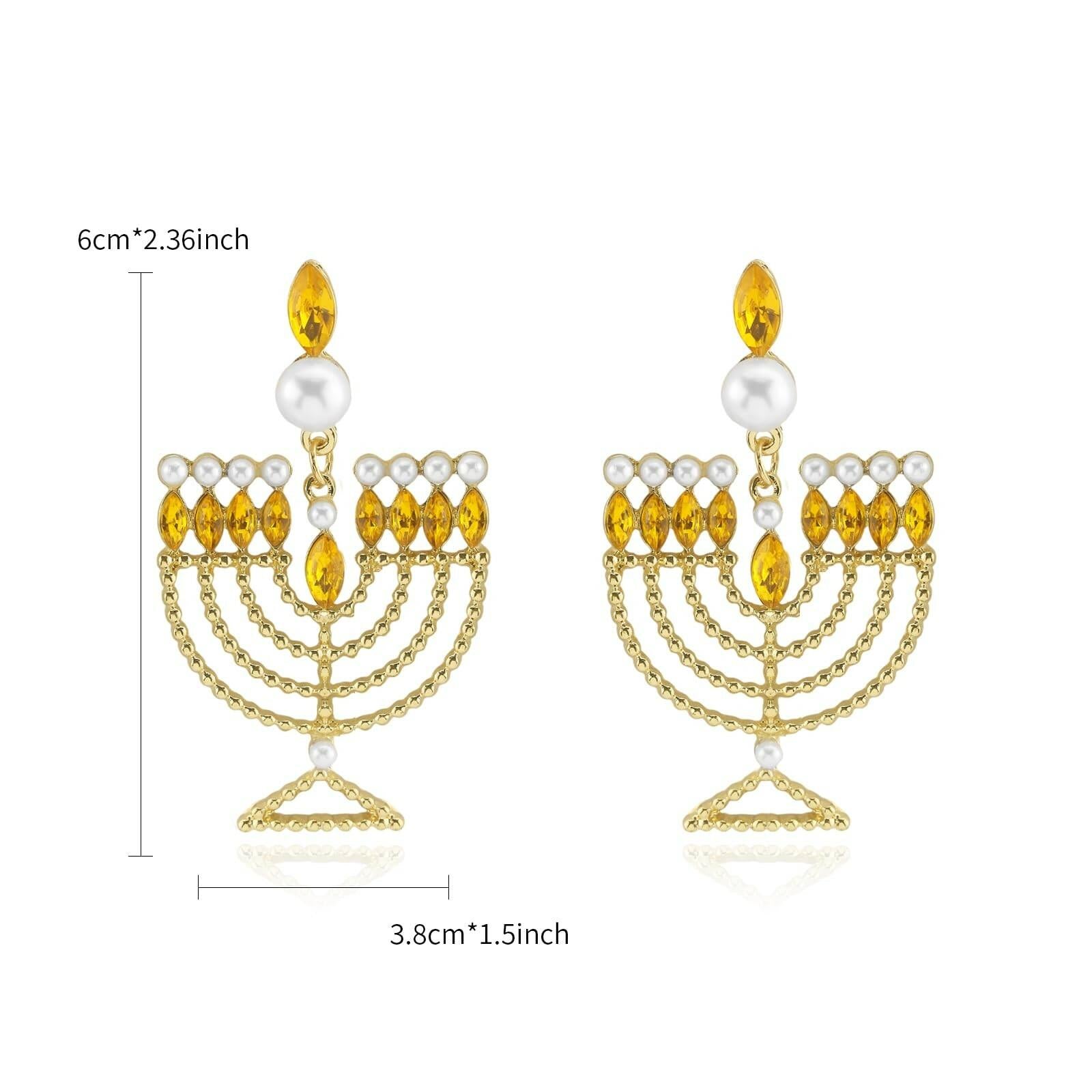 Hanukkah Earrings for Women Pearl Menorah Earrings Stud Jewish Holiday Jewelry
