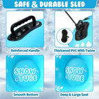 2 PACK ZMLM Snow Tubes for Kids, Plastic Snow Sleds with Handles, Inflatable
