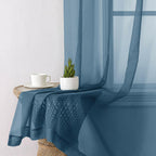 40" W x 84" L Lecloud Dusty Blue Sheer Curtains 84 Inches Long 2 Panels, Light