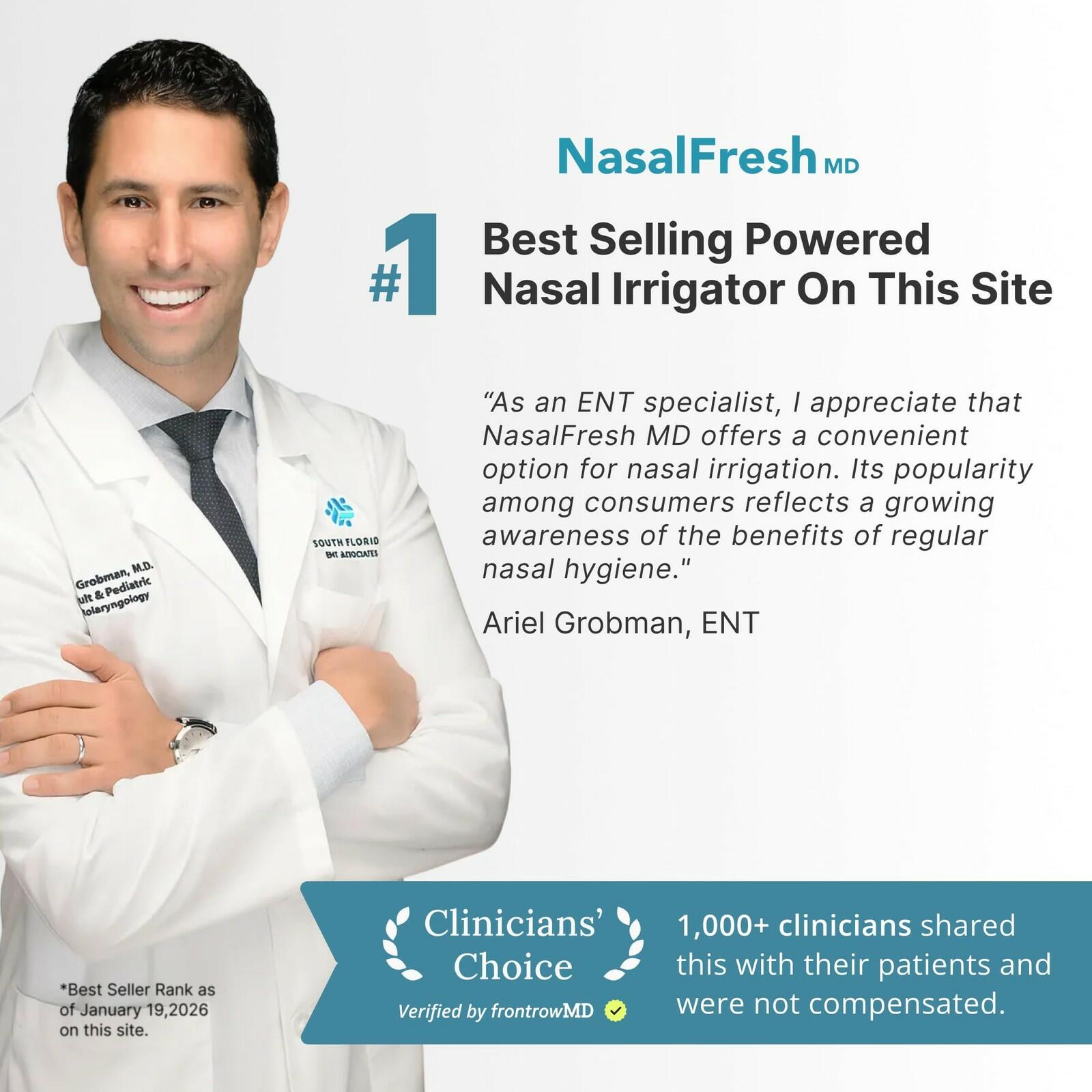 NASALFRESH MD Premium Bundle–Dual Powered Nasal Irrigation System Nasal Rinse