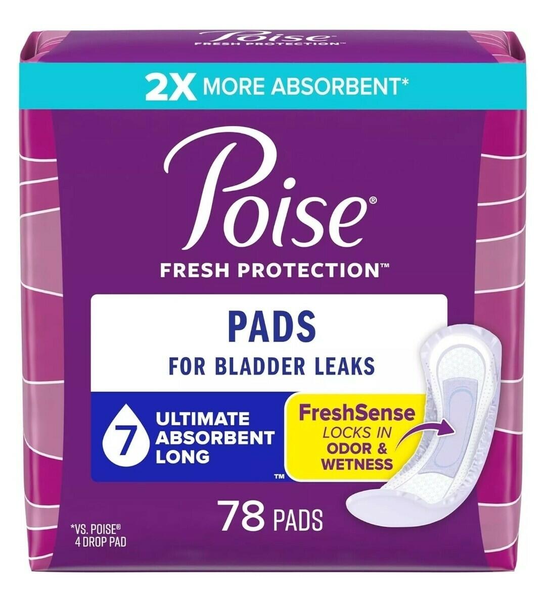 78 Ct Poise Incontinence Pads & Postpartum Incontinence Pads 7 Drop Ultra