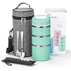 Lille Home Stackable Stainless Steel Thermal Compartment Lunch/Snack Box, 3-Tier