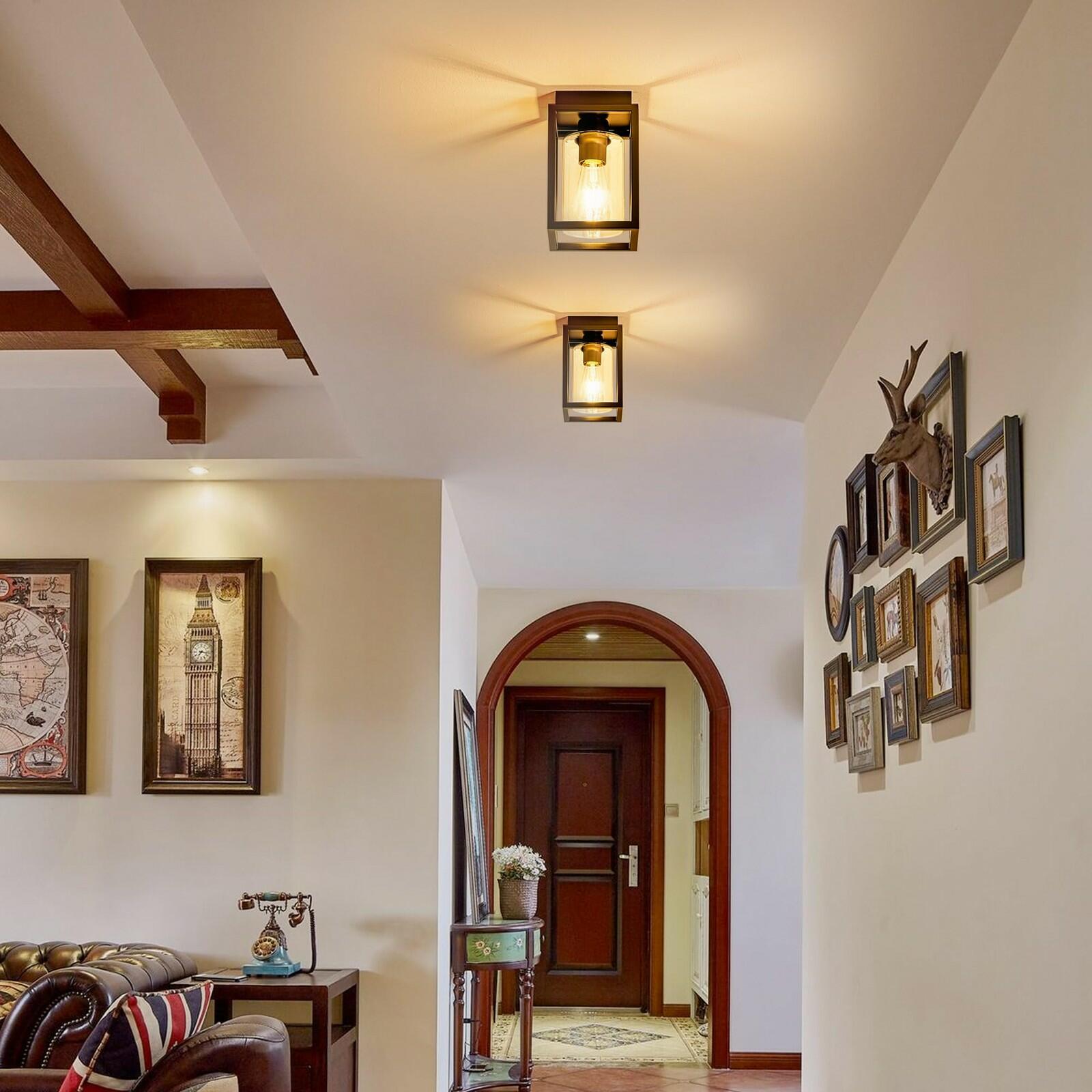 2 Pack Mayful Flush Mount Ceiling Light Fixture with Clear Glass Shade,