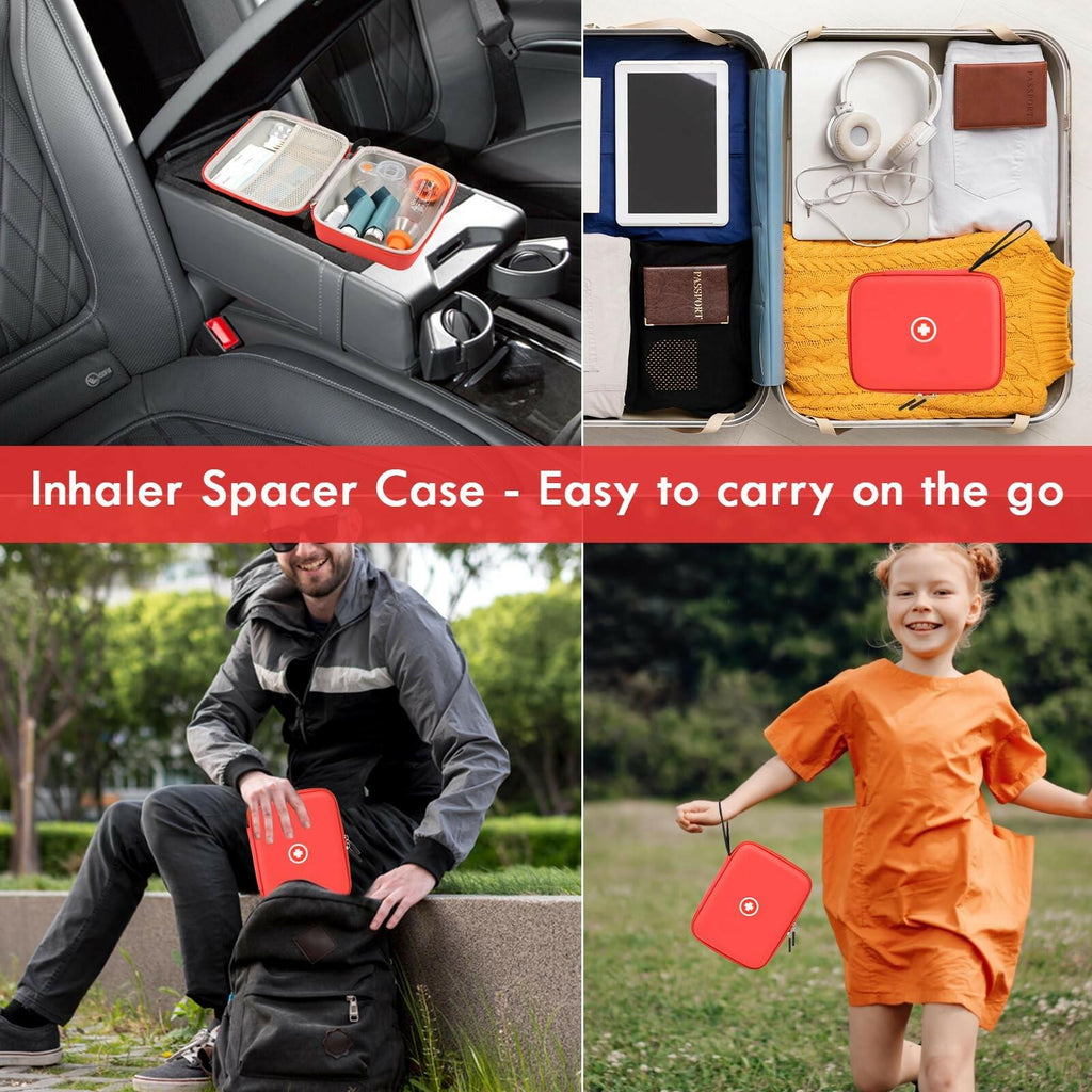 Fukumi Hard Travel Case for Asthma Inhaler, (Case Only) Inhaler Spacer Case for