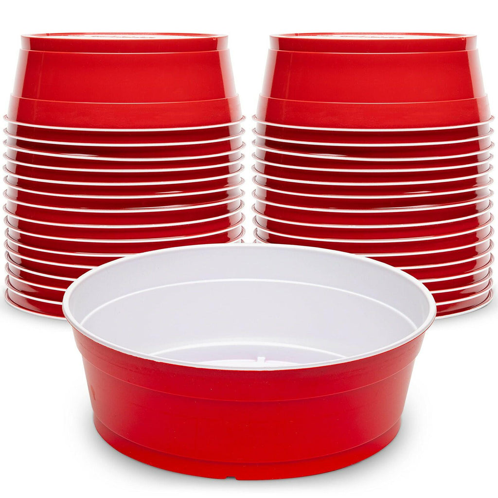 GoBig Red Party Cup Bowls - 30 Large Disposable Plastic Bowls