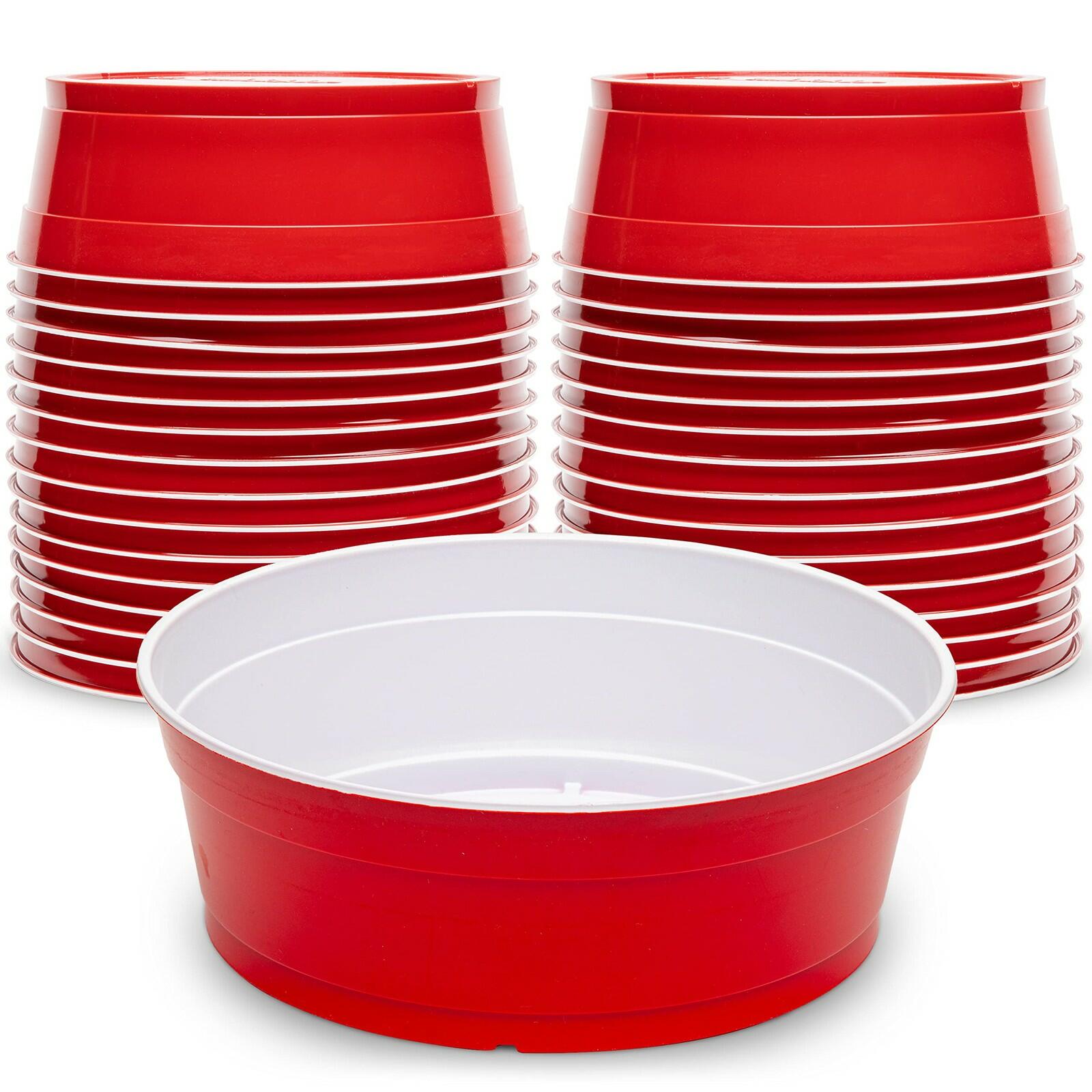 GoBig Red Party Cup Bowls - 30 Large Disposable Plastic Bowls