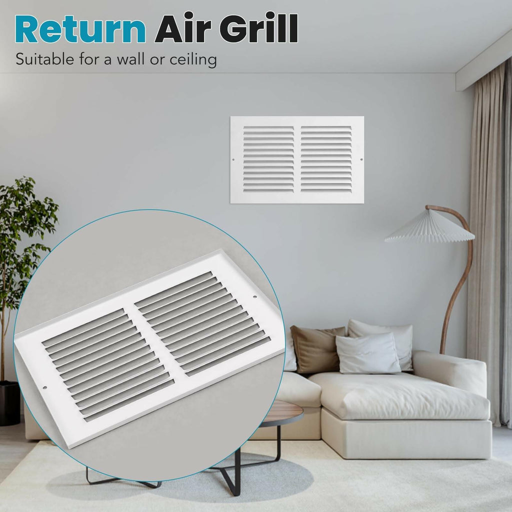 VOISEN Return Air Grille - Fits 10x6 Duct Opening, Steel White Vent Cover Grill