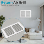 VOISEN Return Air Grille - Fits 10x6 Duct Opening, Steel White Vent Cover Grill