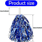 Hooshing 24PCS Pom Poms Cheerleading Blue and Silver Metallic Cheer Pom Poms