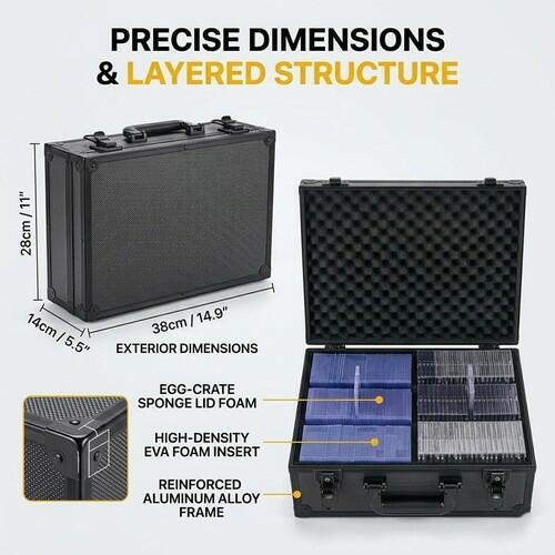 SUREMAX 600+ Trading Card Storage Box, Portable Card Case for 3" x 4" Graded