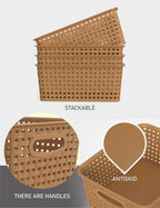 WYT 6-Pack Plastic Small Shelf Storage Weave Baskets Organizing for Cabinets and