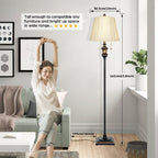 TOBUSA Traditional Floor Lamp, Classic Standing Lamp with Bronze Fabric Shade,