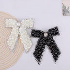 Large Pearl Rhinestone Hair Bow Clips- Full Sparkling Pearls with Crystal Stone