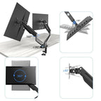 Suptek Dual Monitor Mount Stand-Height Adjustable Gas Spring Monitor Arm Desk