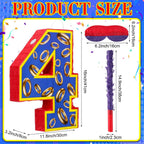 16 Inch Number 4 Blue and Golden Rings Pinata for Birthday Party Decorations,