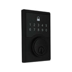 Square Matte Black Compact Touch Electronic Single Cylinder Deadbolt