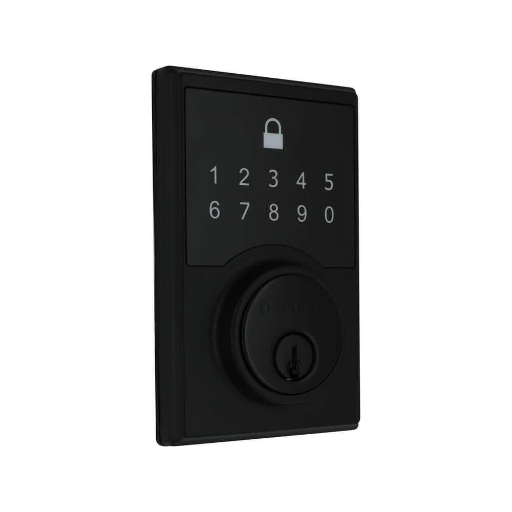 Square Matte Black Compact Touch Electronic Single Cylinder Deadbolt